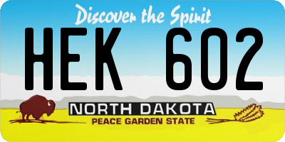 ND license plate HEK602