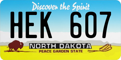 ND license plate HEK607
