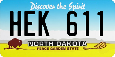 ND license plate HEK611