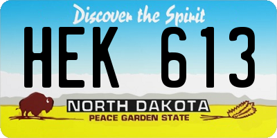 ND license plate HEK613