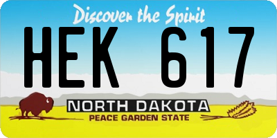 ND license plate HEK617