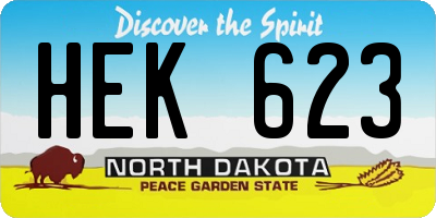 ND license plate HEK623