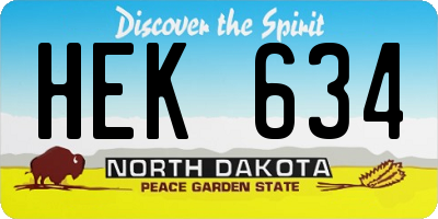 ND license plate HEK634