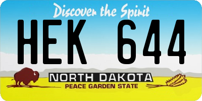 ND license plate HEK644