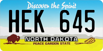 ND license plate HEK645
