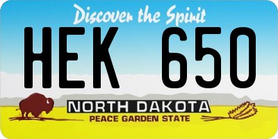 ND license plate HEK650