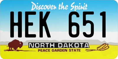 ND license plate HEK651