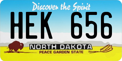 ND license plate HEK656