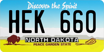ND license plate HEK660