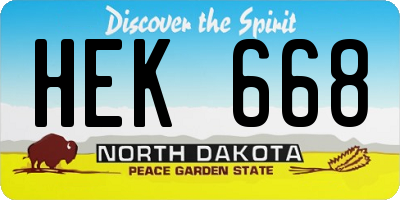 ND license plate HEK668