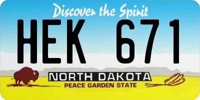 ND license plate HEK671
