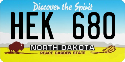 ND license plate HEK680