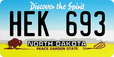 ND license plate HEK693