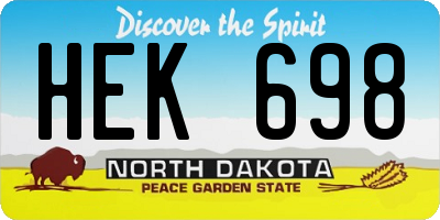ND license plate HEK698