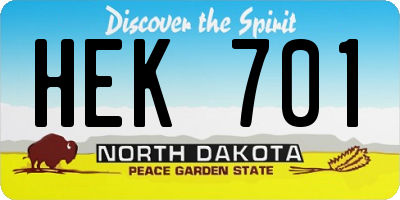 ND license plate HEK701