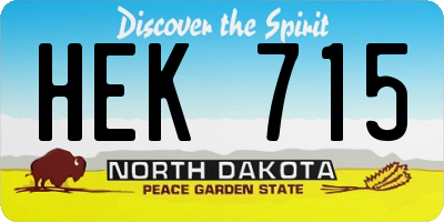 ND license plate HEK715