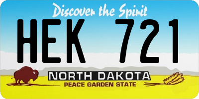 ND license plate HEK721