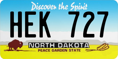ND license plate HEK727