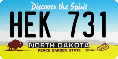 ND license plate HEK731
