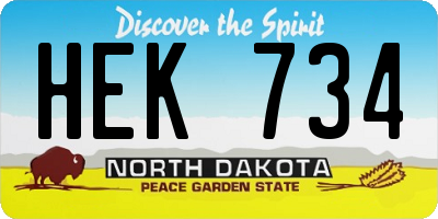 ND license plate HEK734