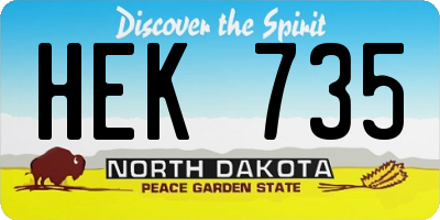 ND license plate HEK735