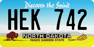 ND license plate HEK742