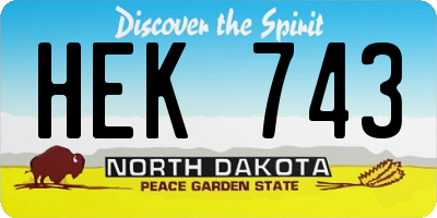 ND license plate HEK743