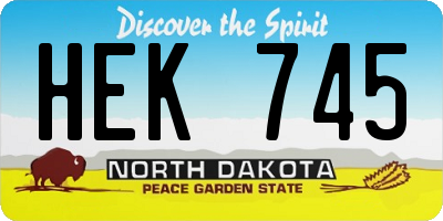 ND license plate HEK745