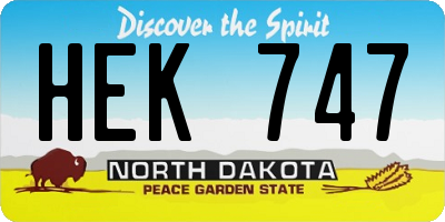 ND license plate HEK747