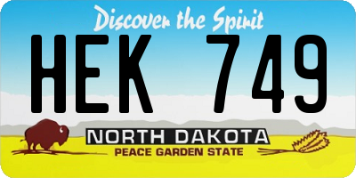 ND license plate HEK749