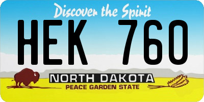 ND license plate HEK760