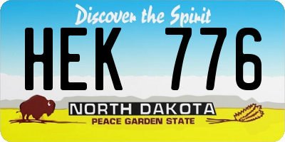 ND license plate HEK776
