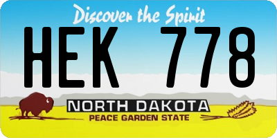 ND license plate HEK778