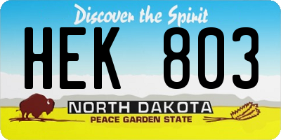 ND license plate HEK803