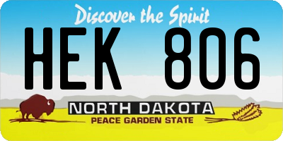 ND license plate HEK806