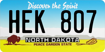 ND license plate HEK807