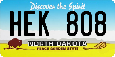 ND license plate HEK808