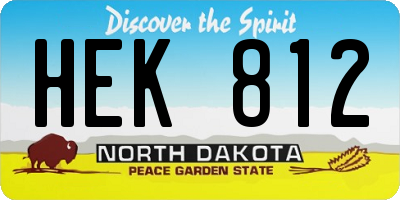 ND license plate HEK812