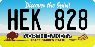 ND license plate HEK828