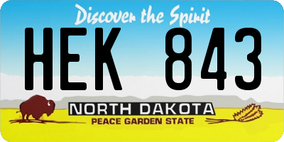 ND license plate HEK843