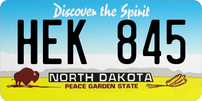 ND license plate HEK845