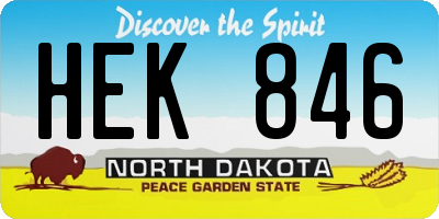 ND license plate HEK846