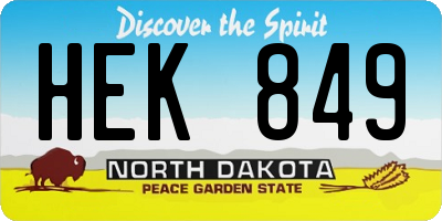 ND license plate HEK849