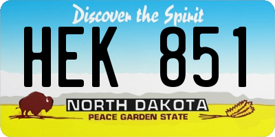 ND license plate HEK851