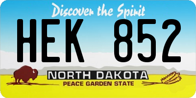 ND license plate HEK852