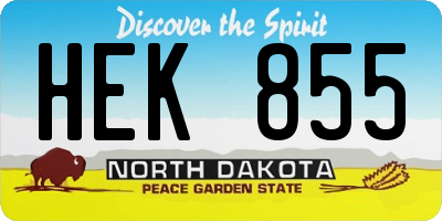 ND license plate HEK855