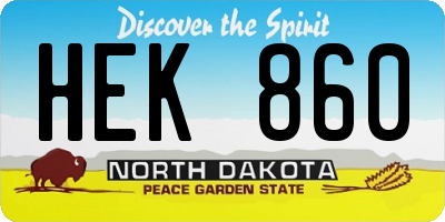 ND license plate HEK860