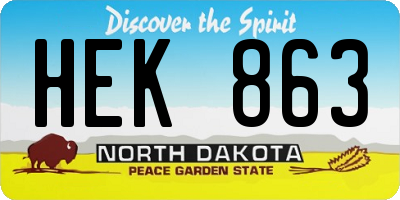 ND license plate HEK863