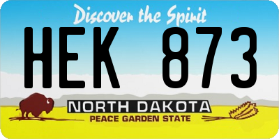 ND license plate HEK873