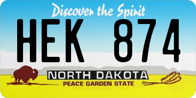 ND license plate HEK874